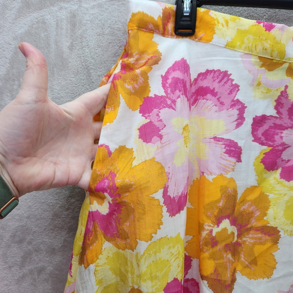 CeCe Womens Plus 1X Radiant Yellow Floral Print Blouse Skirt Set Spring Breakers - Picture 9 of 16